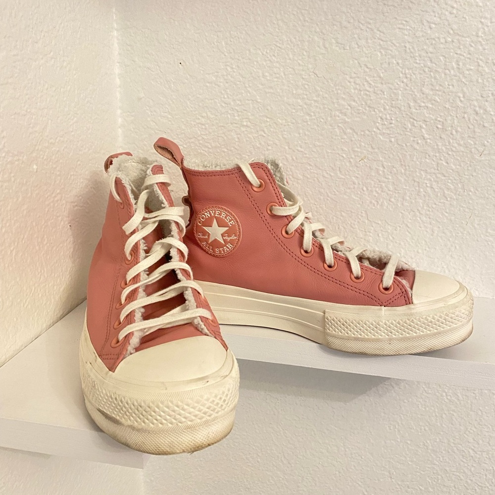 Pink high top platform converse Y 5.5 or W 7.5